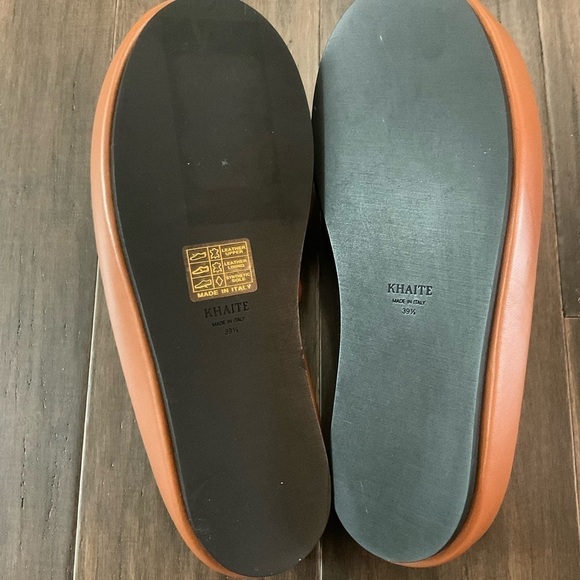 KHAITE Venice Caramel Brown Leather Open Toe Raises Sole Slide Sandals S… - Picture 3 of 6